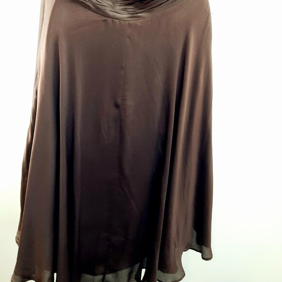 Plus Size 14 Brown Sheer Flowy Elegant Evening Halter Top Midi Dress - Picture 5 of 9